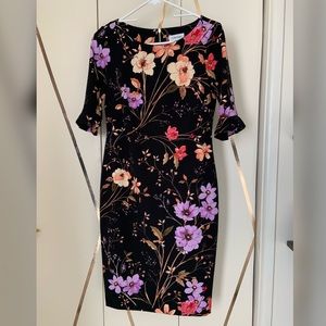 Calvin Klein floral 3/4 sleeved dress